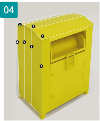 H1800mm 재활용 보관함 노란색 의류 기부 분말 코팅